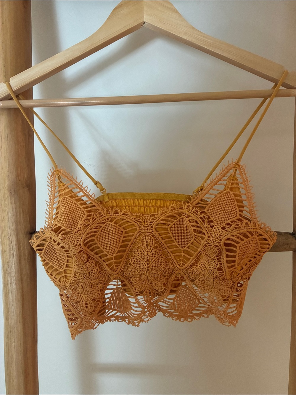 Crochet Lace Camisole Bralette in Mustard